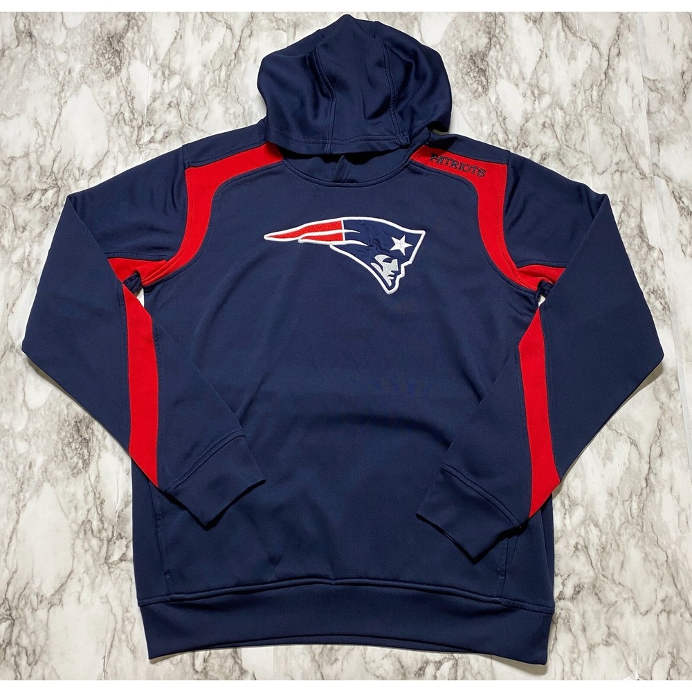 NFL Team Apparel YOUTH Sweater XL (18) Blue New England Patriots Pullover Hoodie